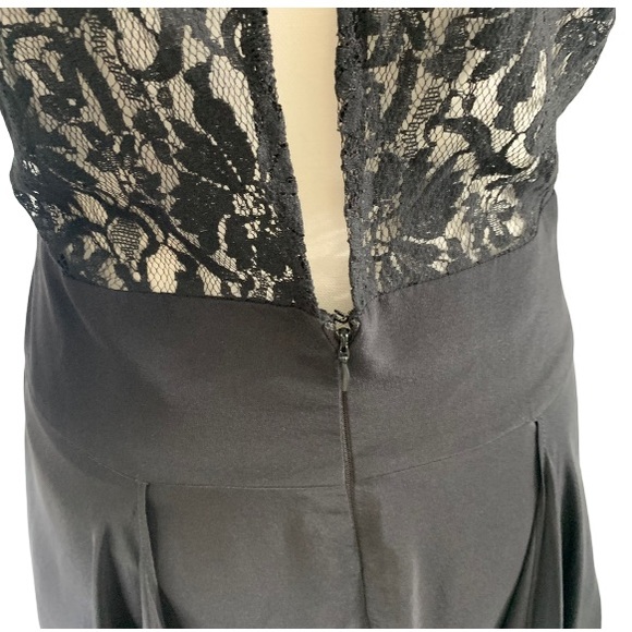 NWT BCBGMaxAzria Silk Black Lace Open Back Dress - Picture 12 of 12